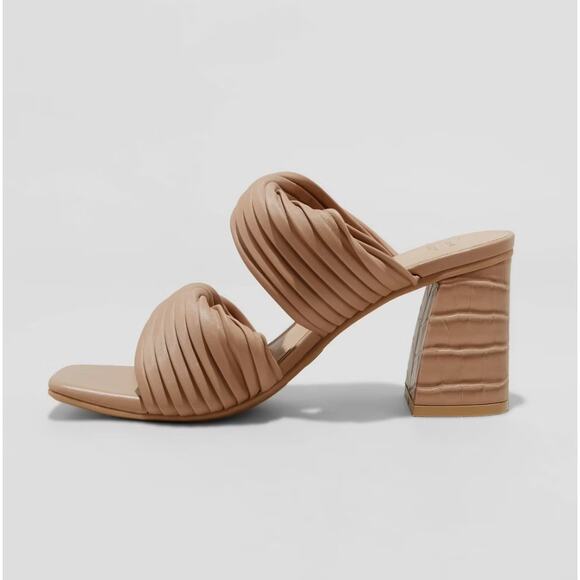 NEW A New Day Women's Jessa Mule Heels Slide Open Toe Sandals - Brown Size 6.5 - Picture 2 of 4